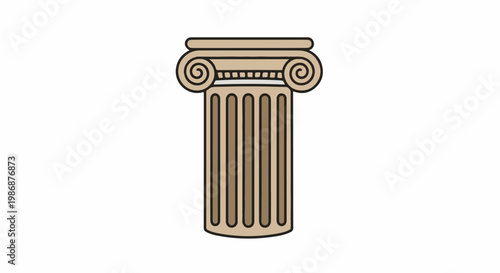 Ornate ionic column with fluted shaft and scroll volutes on capital