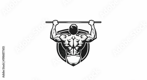 Muscular back of person doing pull-ups on a bar