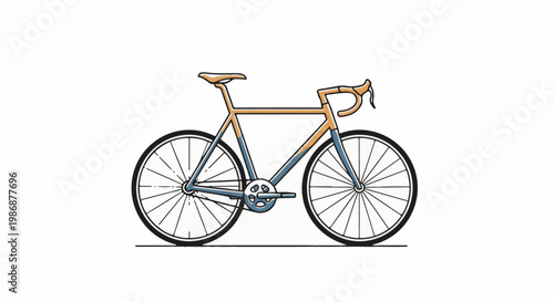 Minimalist illustration of a vintage racing bicycle on a white background