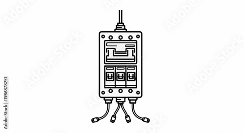 Line art icon of an electrical breaker box with three switches
