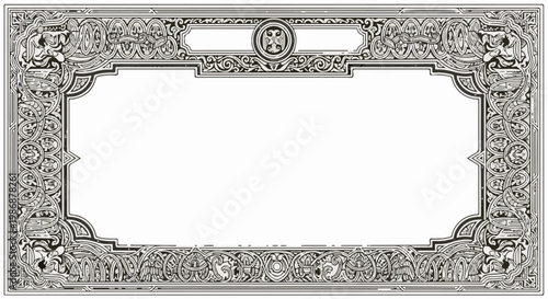 Ornate black and white rectangular border with intricate floral and knotwork designs