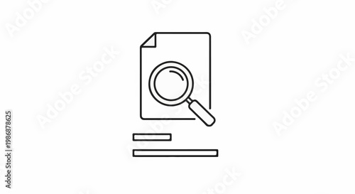 Magnifying glass over document lines, representing analysis