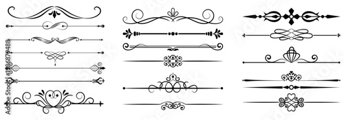 Set of divider elements. Divider ornament, borders, doodle, separators, page dividers, header