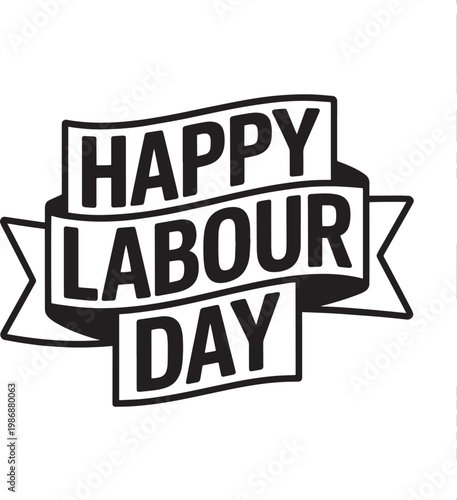 Happy labour day celebration banner with ribbon design