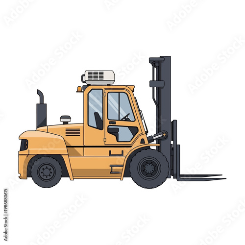 Yellow Forklift Truck Vehicle for Warehouse Logistics and Material Handling