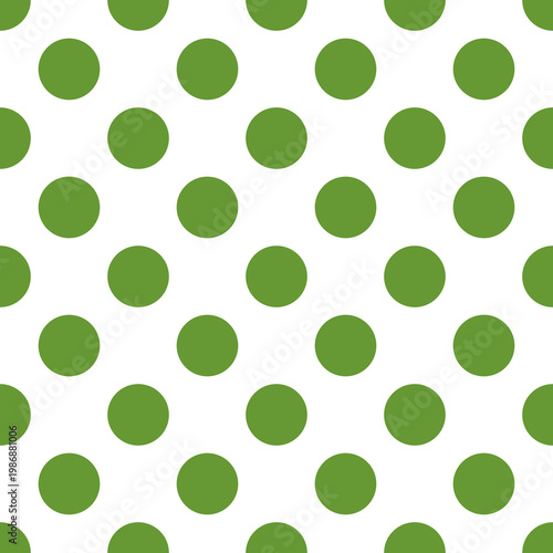 Seamless Green Polka Dot Pattern on White vector Background - Classic Minimalist Geometric Texture for Fabric, Wrapping Paper, and Graphic Design Projects
