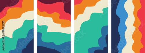 Abstract 1970's background design in futuristic retro style curvy vintage line set. serpentine curve race track. Designed for posters or banners for sports competitions. Vector illustration