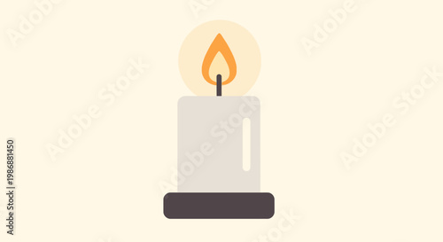 A white candle with flame burning.