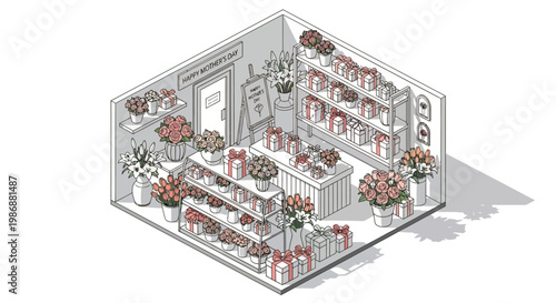 Interior of a flower shop store.