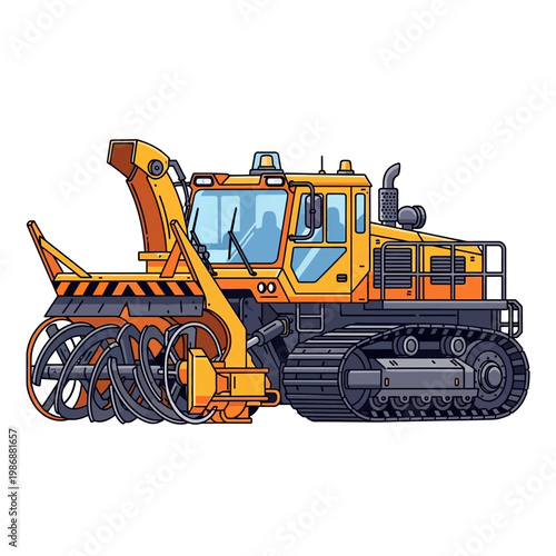 Heavy Duty Snow Blower Machine on Tracks - Winter Snow Removal Equipment