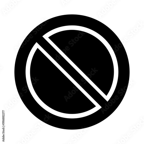 Simple flat black and white vector graphic illustration depicting a universal prohibition symbol indicating 'no entry' or 'forbidden' action.