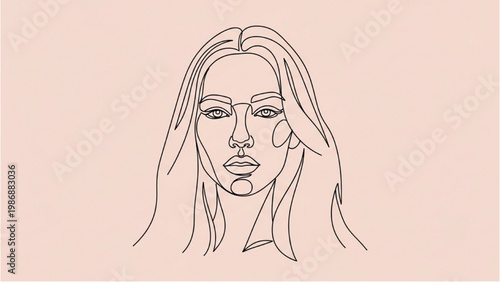 A vector 2D CAD illustration of a woman's face with tears