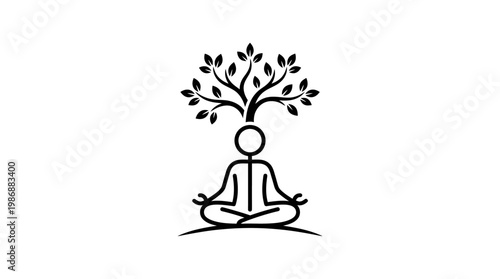 Person Meditating With Tree Growing From Head