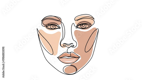 Vector 2D CAD portrait makeup illustration of a woman