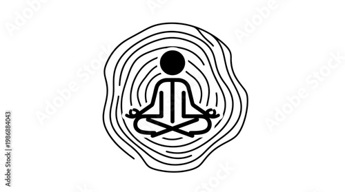 Person Meditating In Lotus Pose With Concentric Circles