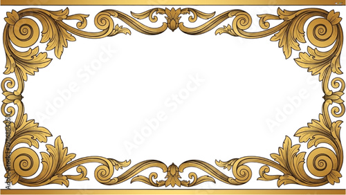 Golden ornate frame with vector 2D CAD illustration design