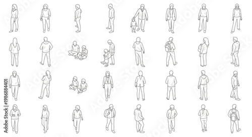Collection of Small Human Figures in Various Poses.