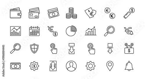 Collection of business and technology icons.