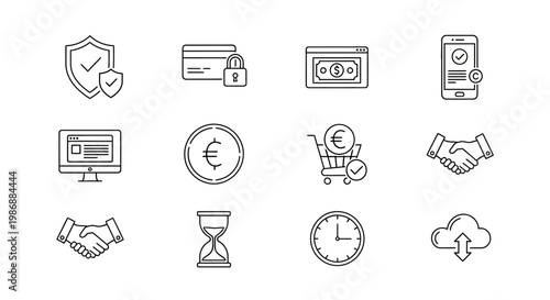 Business finance and technology icons set.