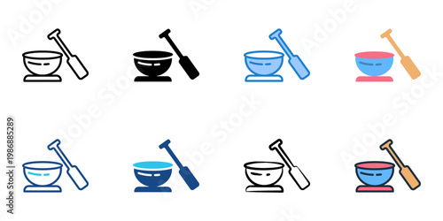 Singing bowl icons set multiple style collection. Editable stroke 
