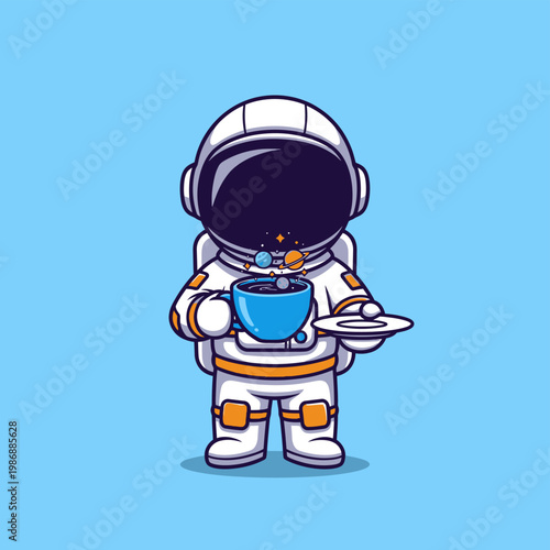 Astronaut enjoying a cup of coffee.