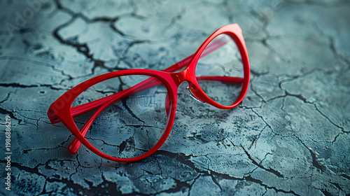 red glasses on cracked surface