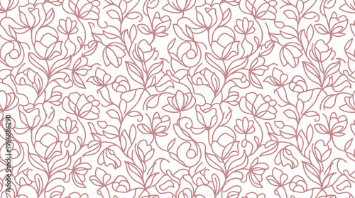 Seamless Pink Floral Leaf Pattern with Abstract Motif for Fabrics and Design Resources.
