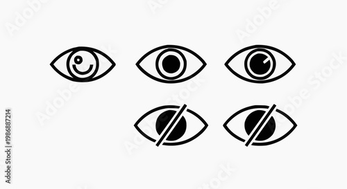 Eye Visibility and Password Toggle Icons Set - Show and Hide Symbols