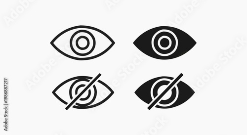 Eye Visibility and Password Toggle Icons Set - Show and Hide Symbols