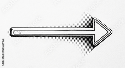 Hand Drawn Stylized Right Pointing Arrow Illustration.