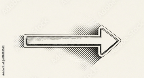 Hand Drawn Right Pointing Arrow With Texture.