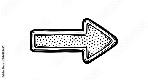 Hand drawn right pointing arrow sketch icon.