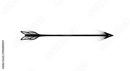 Hand drawn black ink arrow horizontal illustration.