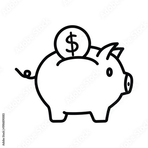 Piggy Bank  doodle icon eps 10 file
