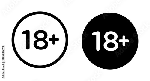Obraz na płótnie 18 Plus icons set in black and blue colors on white background
