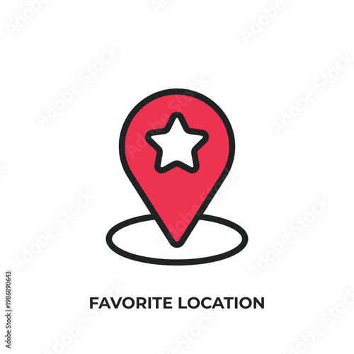 Favorite location icon. Flat colors icon design