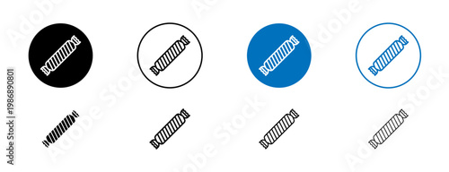 Christmas cracker icons set in black and blue colors on white background