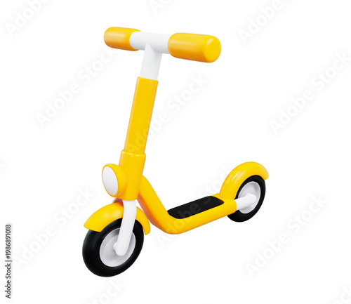 3d yellow electric kick scooter icon. Gradient mesh. Stock vector illustration on isolated background.