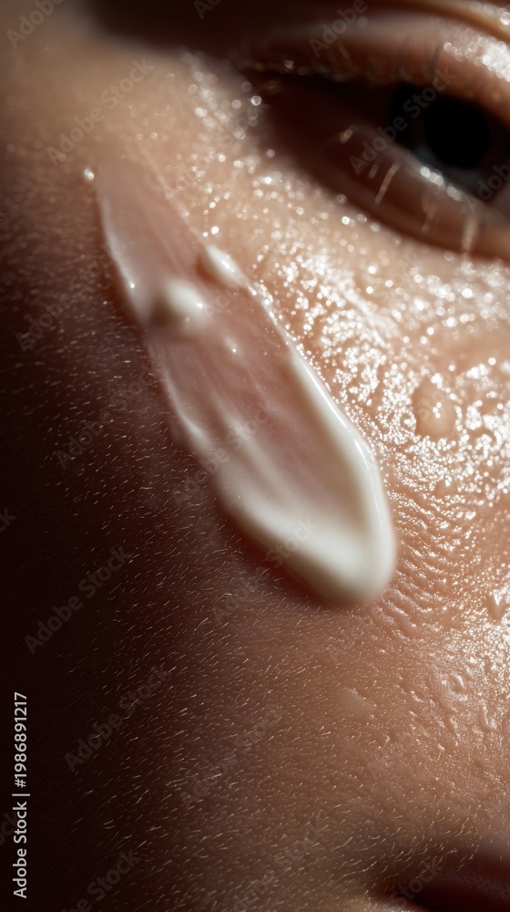 Fototapeta premium kincare Cream Applied On Skin Surface Close Up