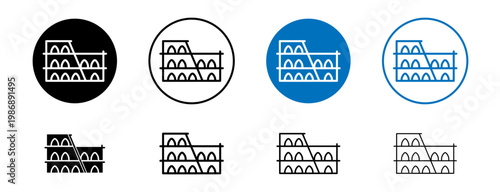 Konstfotografi Colosseum icons set in black and blue colors on white background