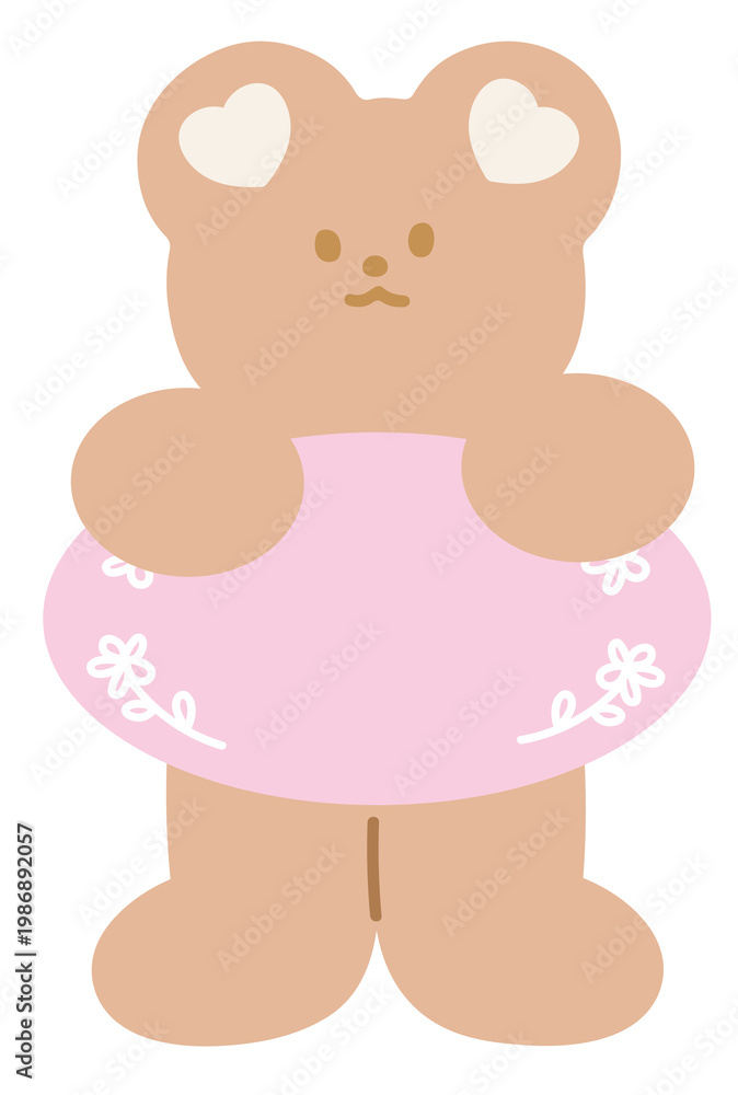 Fototapeta premium Illustration of teddy bear and blank space for chat box, insert text, message, dialogue, childhood, youth, forever young, animal, sticker, cartoon, character, comic, mascot, toy, doll, zoo, souvenir