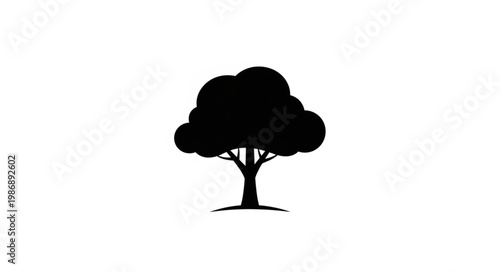Black Tree Silhouette With Trunk And Branches.