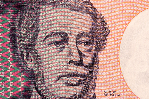 Luis Alves de Lima e Silva, Duke of Caxias a closeup portrait from old Brazilian money