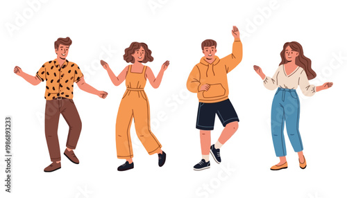 People dancing illustration with vibrant colors and dynamic movements