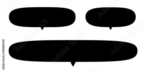 oval speech bubble set with bottom tail, 3 width variations