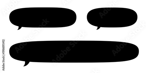 oval speech bubble set with bottom left tail, 3 width variations
