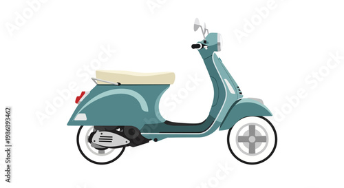 Classic blue scooter on a white background