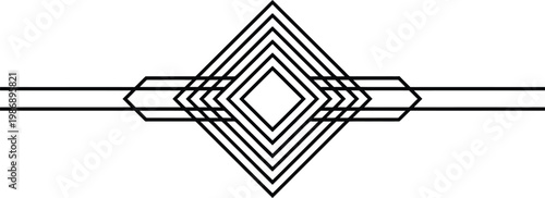 Art Deco geometric border element with concentric diamond shapes and linear vector