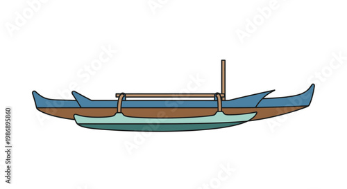 Tableau sur toile Traditional outrigger canoe or banca boat illustration isolated on white backgro