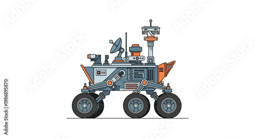 Illustration of a Mars rover, a robotic vehicle for space exploration and planetary science.